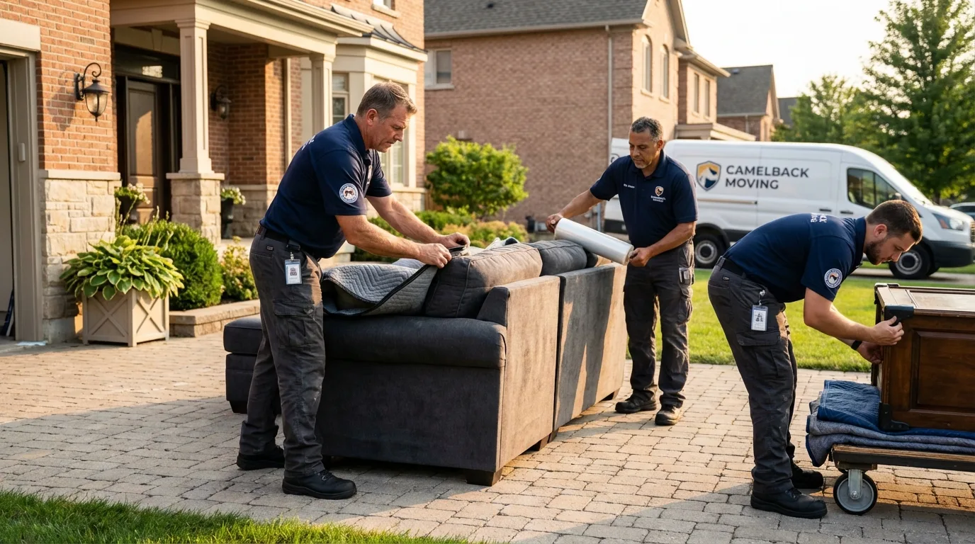 Large estate moving crew wrapping furniture in Bethalto, IL
